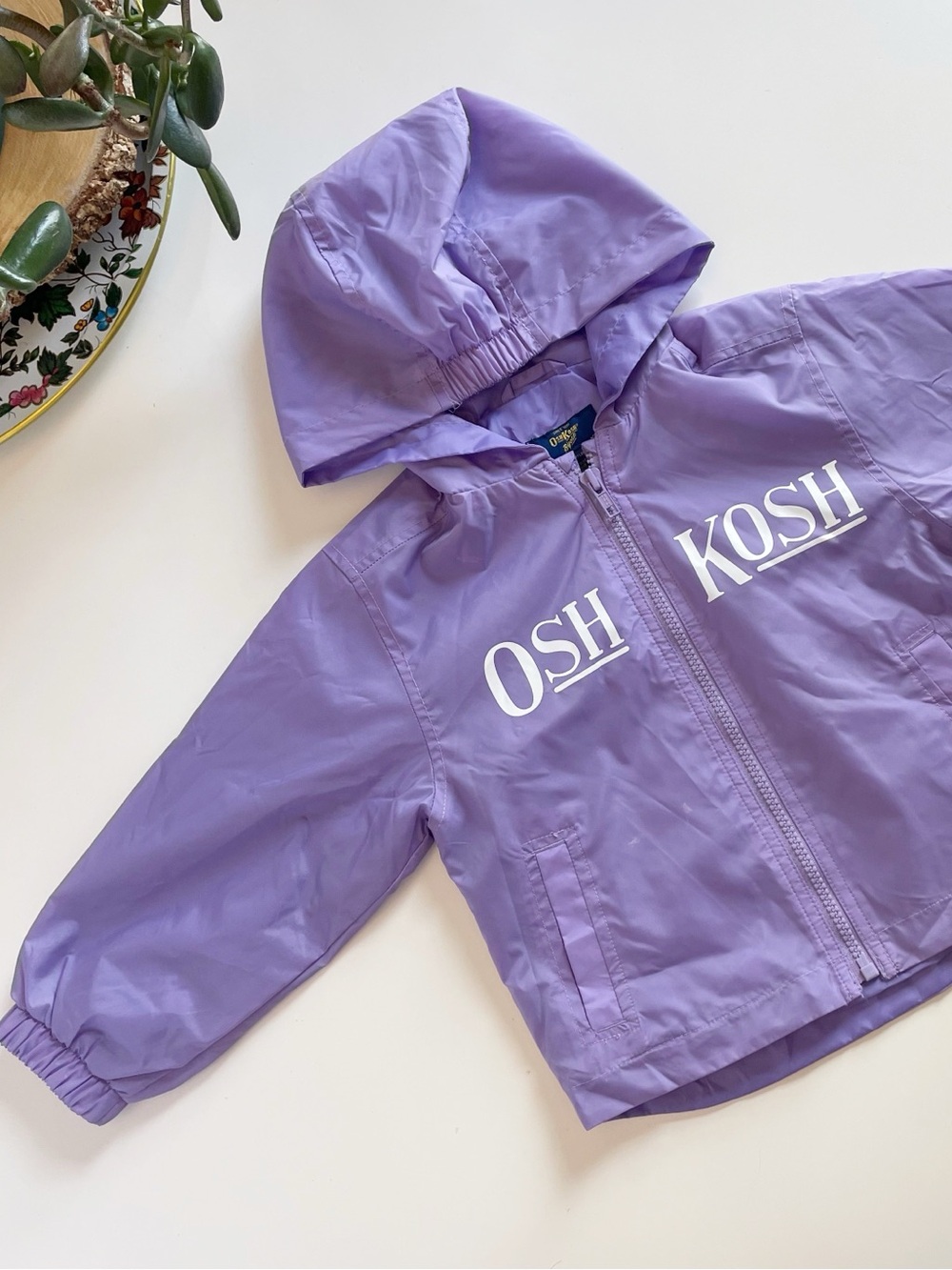 Oshkosh Lavender Purple Zip Up Hooded Windbreaker Jacket | 3T